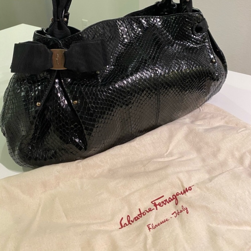 Ferragamo Miss Vara Python Bow Bag - image 8